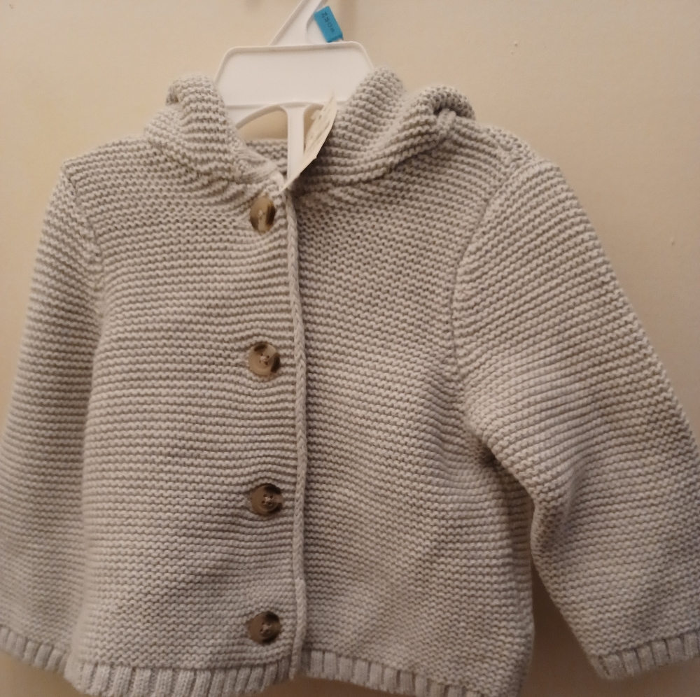 Hooded Baby Knit Buttoned Sweater